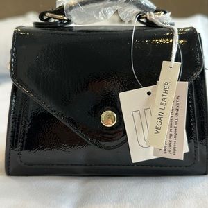 urban outfitters, petite shoulder bag, NWT. Black patent vegan leather.
